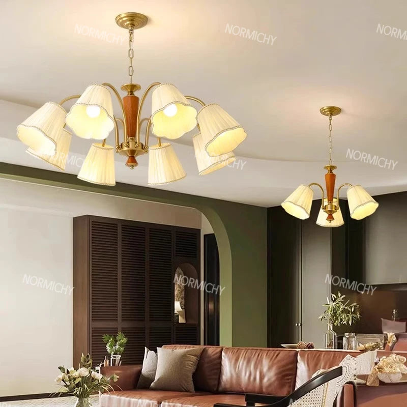 lampe suspendue or plissée classique ampoules abat jour vintage chambre salon