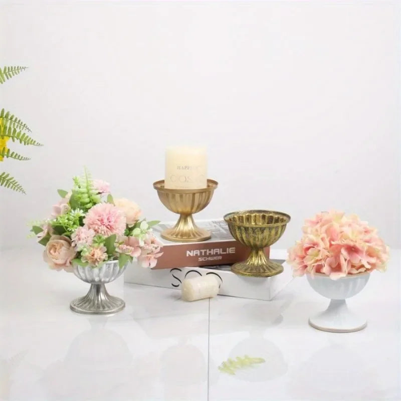 support fleurs bougie or argent blanc rayures verticales classique deco maison