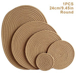 tapis table tissé motifs concentriques beige marron gris clair rustique opaques 11cm 18cm 24cm