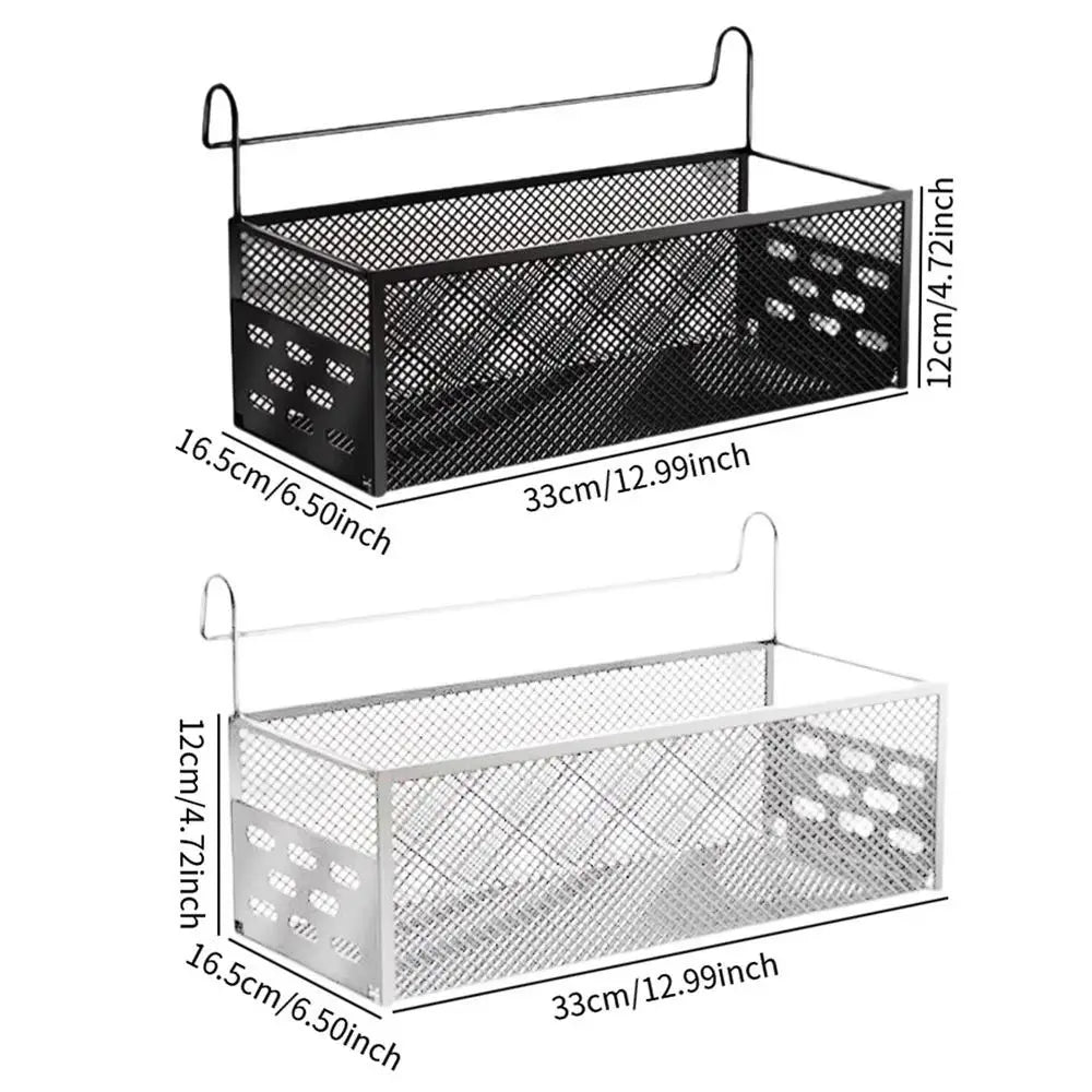 panier suspendu noir blanc moderne étagère rangement gain place sans perçage utilisation multiple empilable
