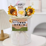 bouquet fleurs artificielles tournesols jaune orange blanc décoration mariage cadeau fête enseignants