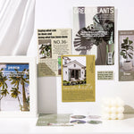 cartes postales vintage paysages citations statuettes beige gris vert blanc modernes 32 pièces