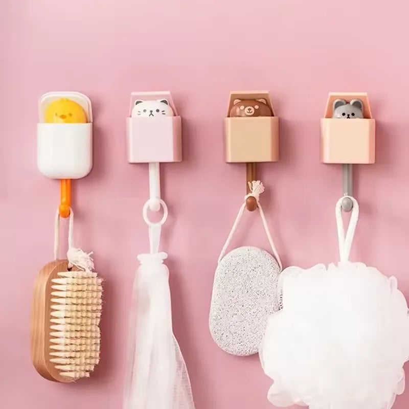 porte clés mural adhésif moderne écureuil ours rose blanc
