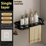 étagère salle bain adhésive noire moderne support rangement triangle porte savon panier douche étanche