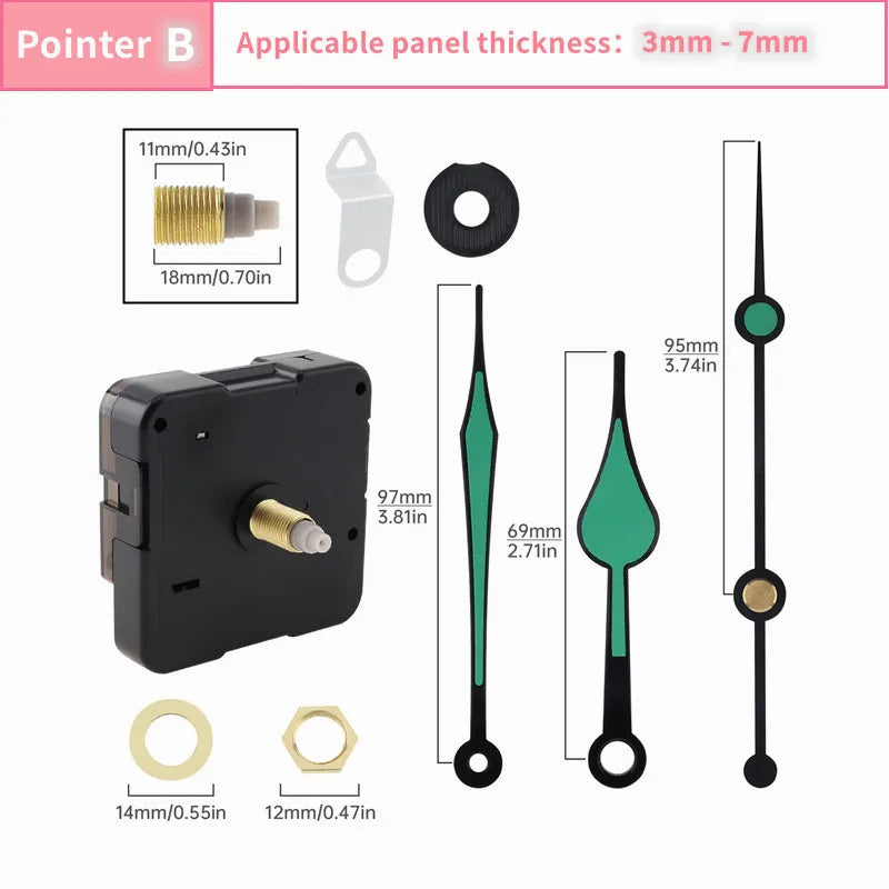 kits horlogers aiguilles quartz noir or vert blanc industriels utilitaires fixations incluses aiguilles heures