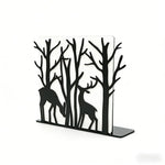 support livre cerfs arbres métal noir blanc moderne décoratif nature rustique