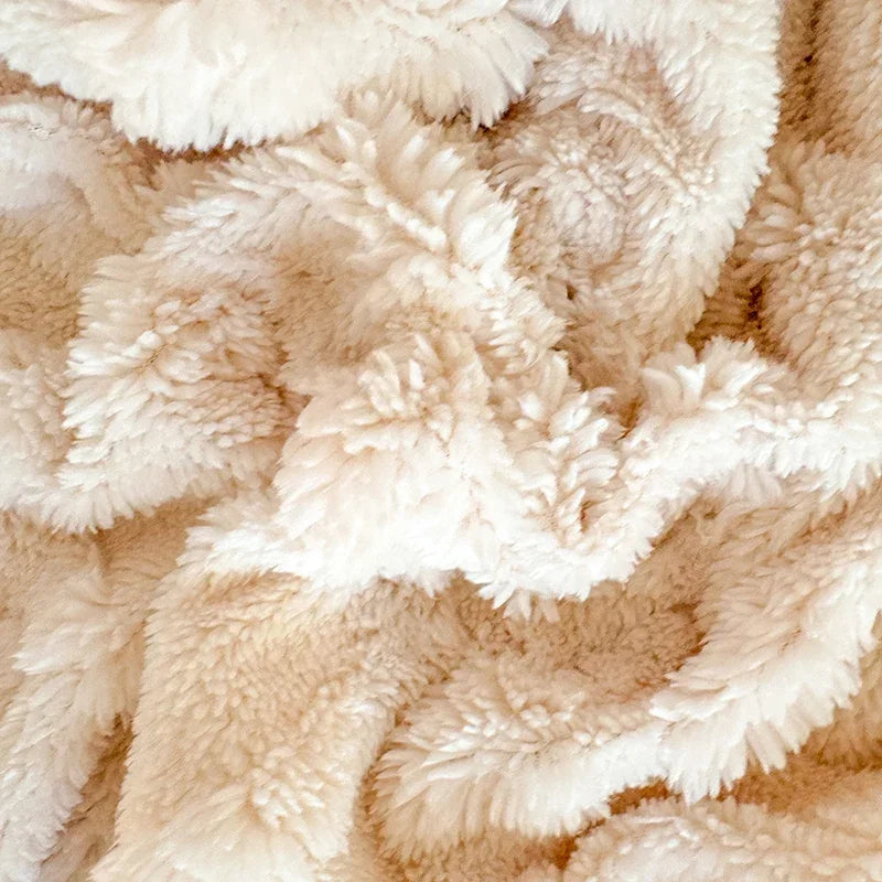 couverture géométrique beige douce polyester lit adultes hiver opacité confortable fixation