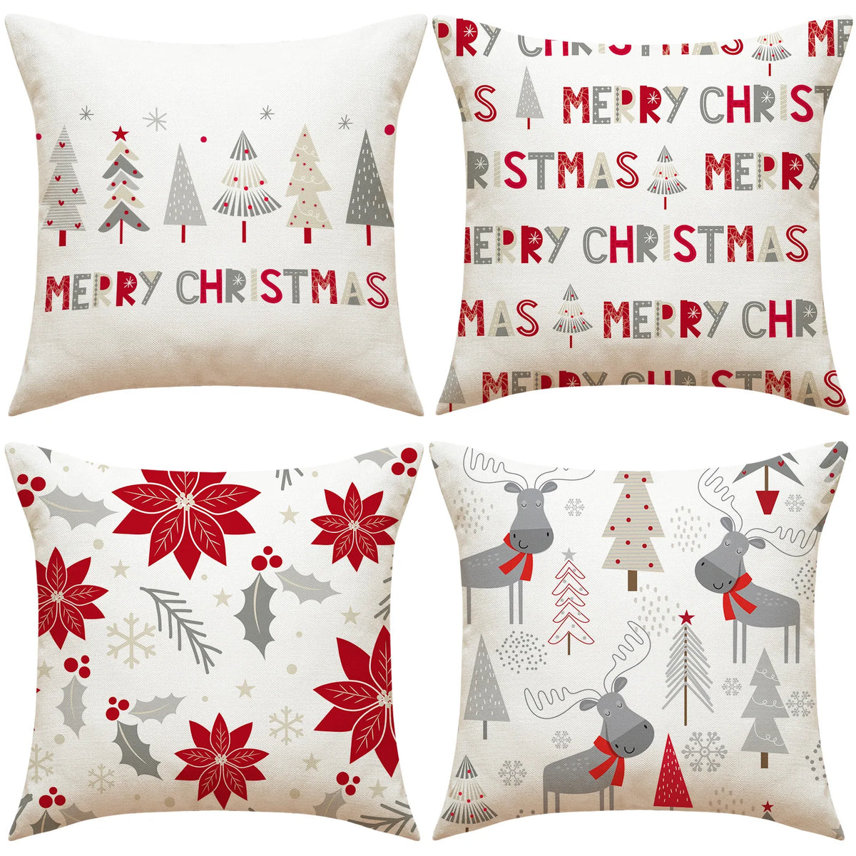 coussins carreaux rouge blanc vert doré sapins étoiles adhésifs décor noël traditionnel festive