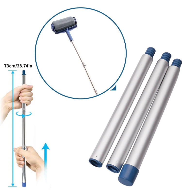 ensemble outils peinture kit pinceau rouleau spongieux plat peinture tubes télescopiques bleu blanc