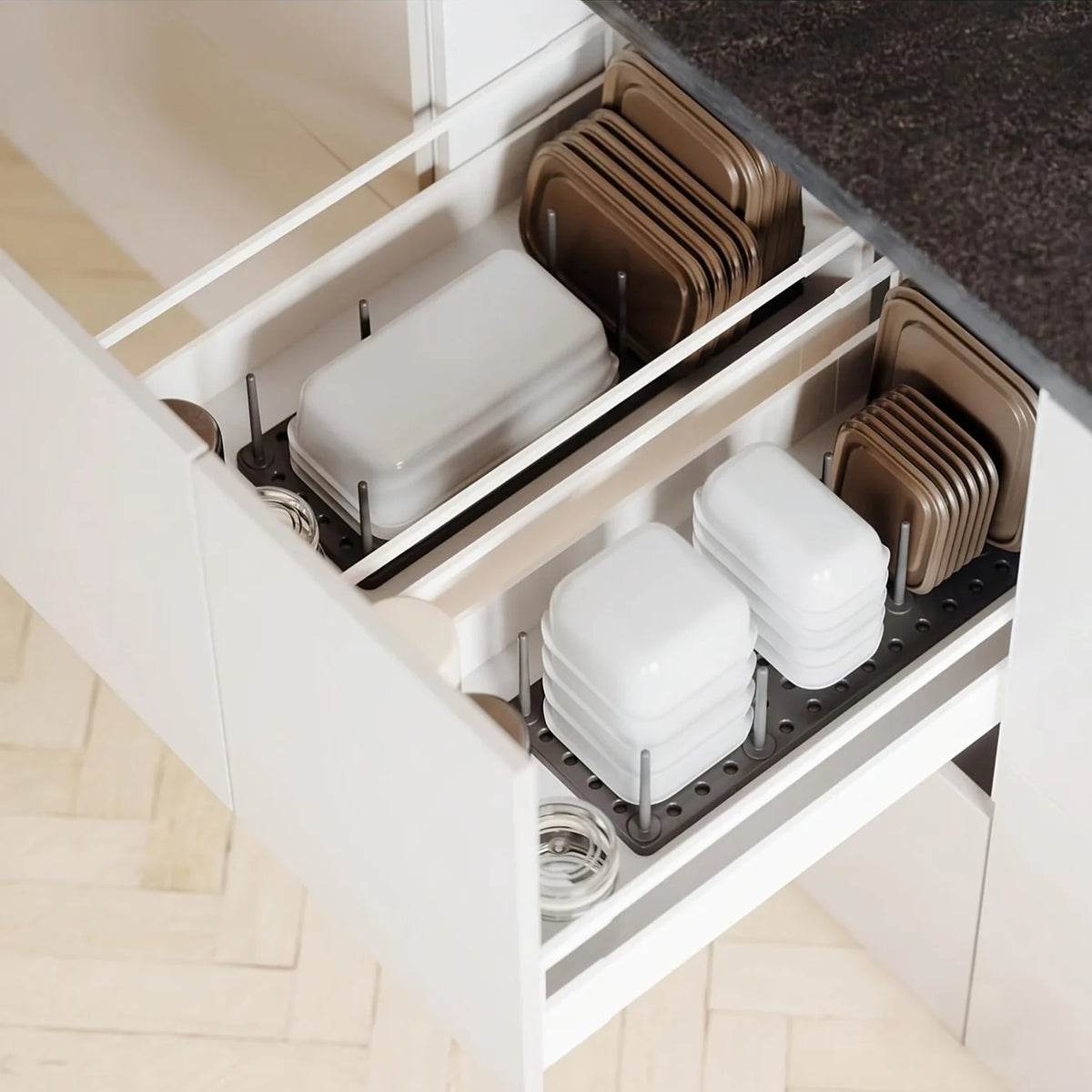 organisateur vaisselle noir perforé moderne clips silicone réglable cuisine echangetable