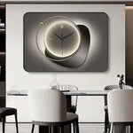 horloge murale moderne gris beige orange contemporain aiguille verre cristal aluminium spray painting