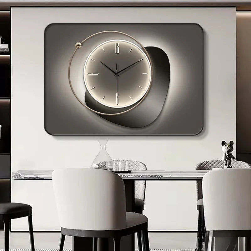 horloge murale moderne gris beige orange contemporain aiguille verre cristal aluminium spray painting