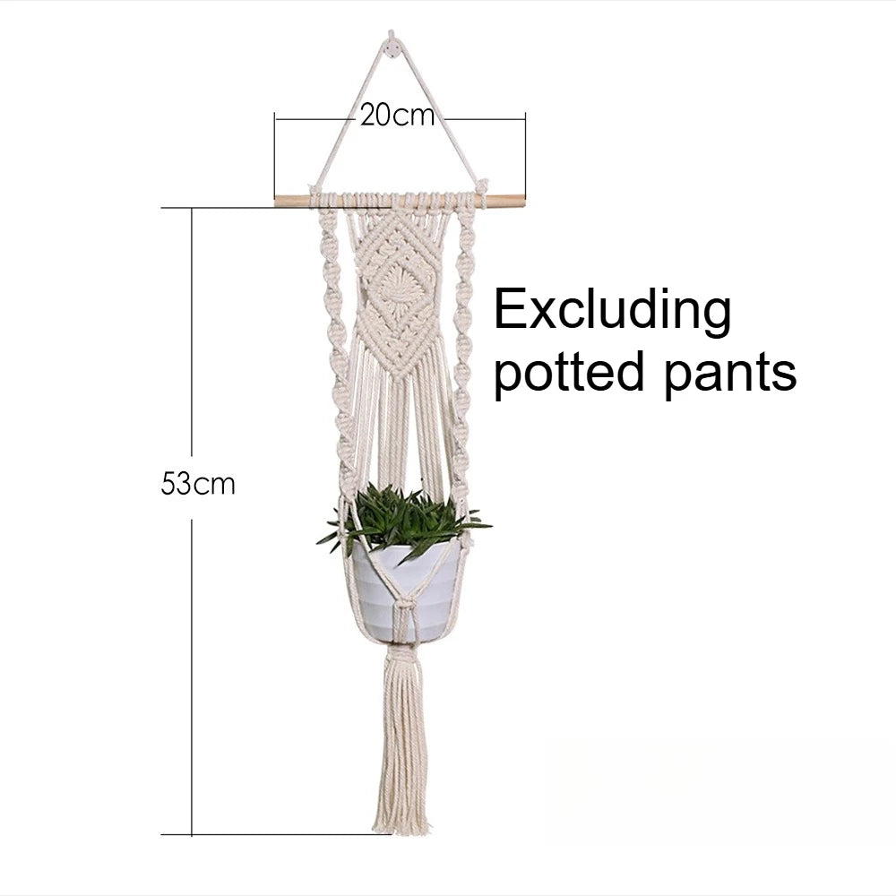 décoration boho macramé suspendu anneaux bois cordes naturel nœuds simples géométriques