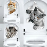 sticker mural 3d chaton orange gris opale adhésif salle bain décoration animaux