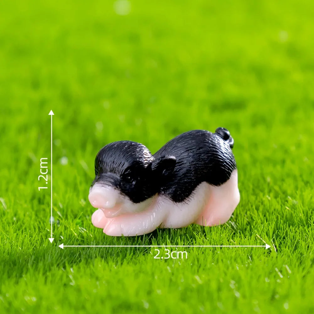 figurines animaux résine miniature blanche noire réaliste détails fins maison decoration microlandscape