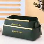 boîtes rangement cosmétiques pliables modernes vert foncé rouge rose marron jaune simili cuir doré