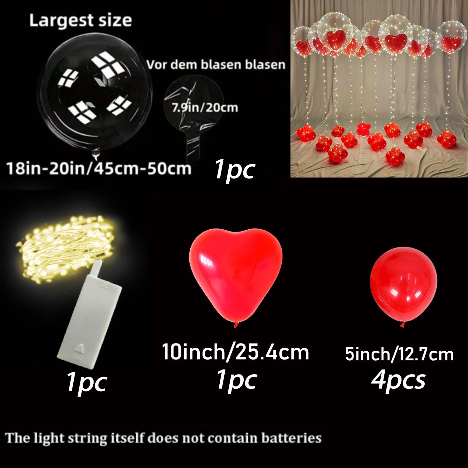 Guirlande lumineuse LED ballons coeur rouge ambiance festive