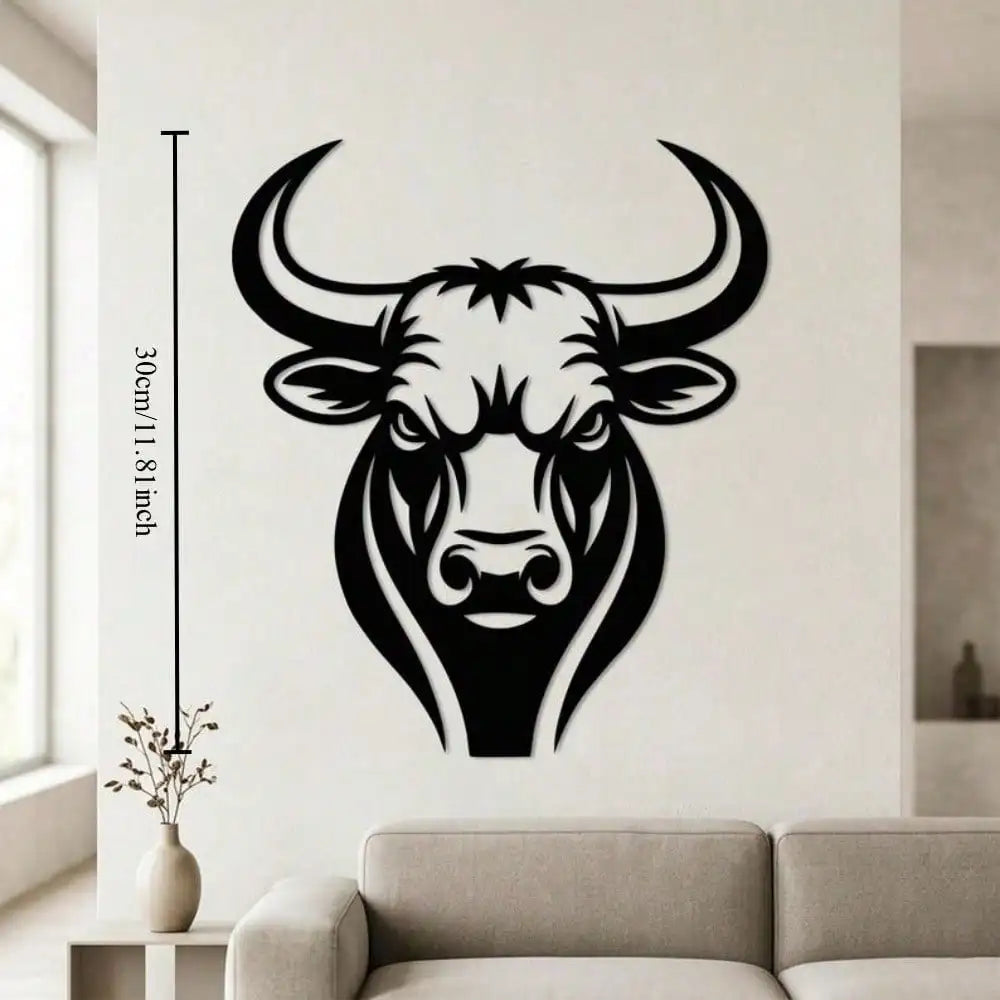 décoration murale tête taureau noir silhouette moderne minimaliste adhésif mur facile