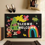 tapis d'accueil antidérapant moderne dessins animés lettres bienvenue couleurs vives entrée porteextérieur