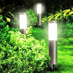 lampe solaire extérieure moderne éclairage chemin ip65 led acier inoxydable noir blanc argenté