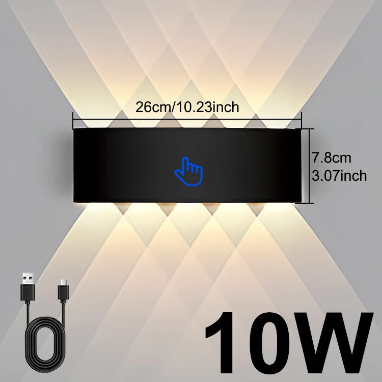 lampe murale led moderne noire interrupteur tactile charge usb chambre cuisine