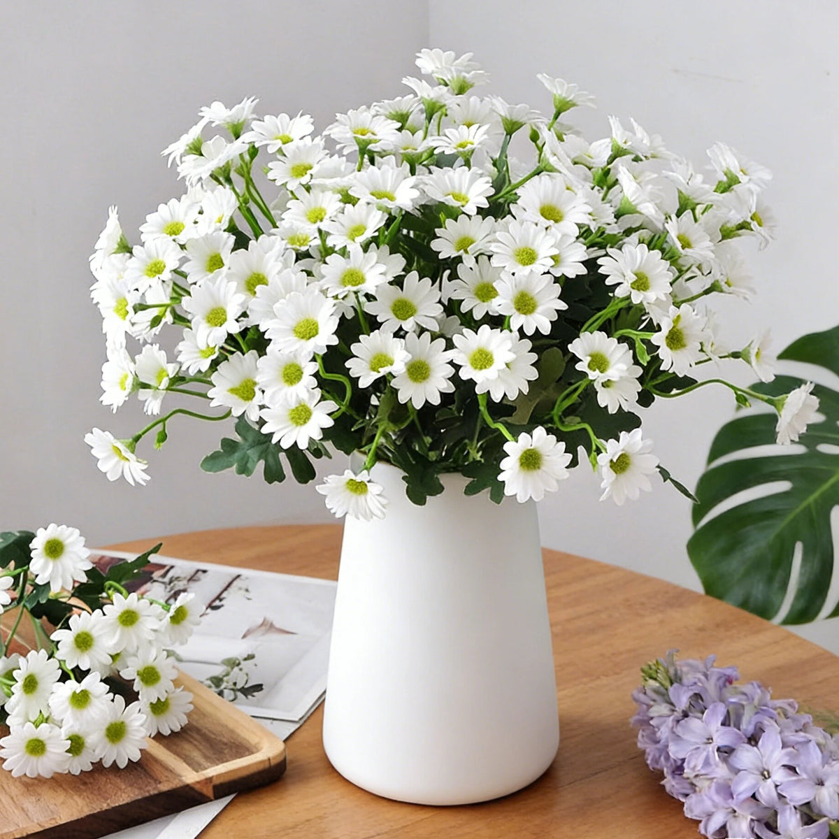 bouquet marguerites artificielles soie décoration mariage anniversaire intérieur moderne minimaliste orange blanc rose jaune