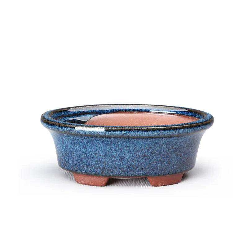 cache pot céramique bleu rose texture granuleuse classique décoration intérieure fleur plante verte non