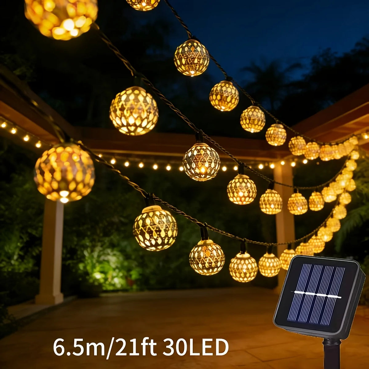 guirlande lumineuse solaire 30 led multicolore géométriques clips moderneextérieur festive jardin