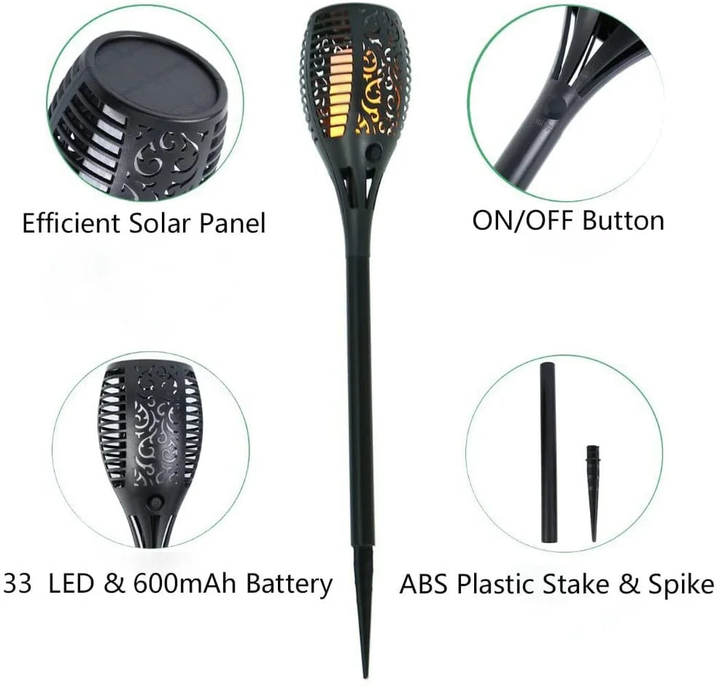 lumière solaire led flamme noire extérieure moderne jardin patio piscine