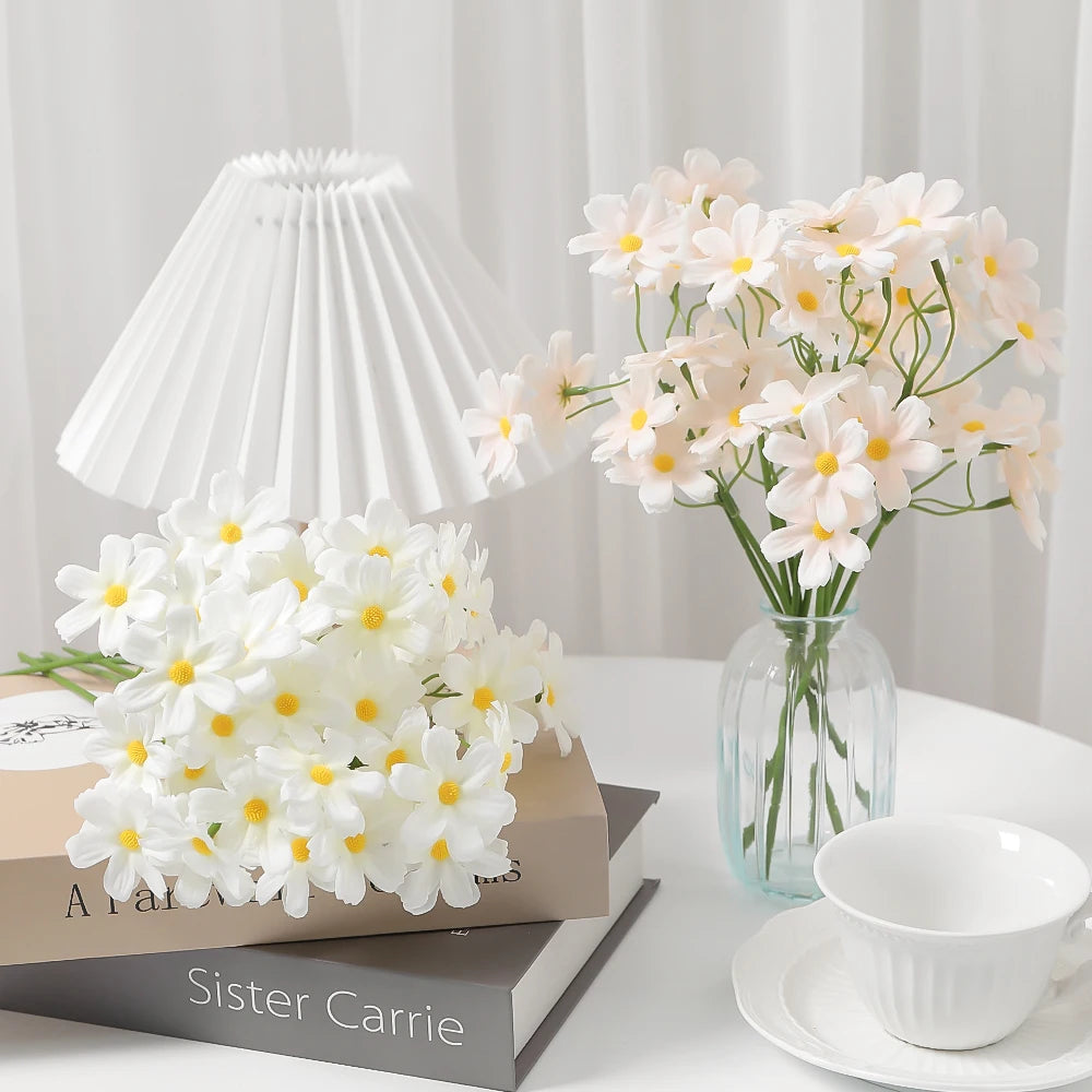 Bouquet artificiel marguerites blanc jaune décoration maison mariage fleurs modernes minimalistes DIY craftsintérieur