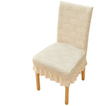 Housse chaise moderne feuilles stylisées beige orange vert bleu foncé gris bleu clair polyester