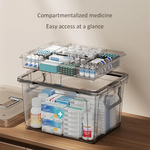 boîte rangement médicaments transparente moderne compartiments multiples poignée imperméable chambre coucher trousseau premiers soins