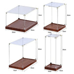 présentation support transparent moderne plateau bois structure acrylique anti poussière empilable respectueux environnement minimaliste