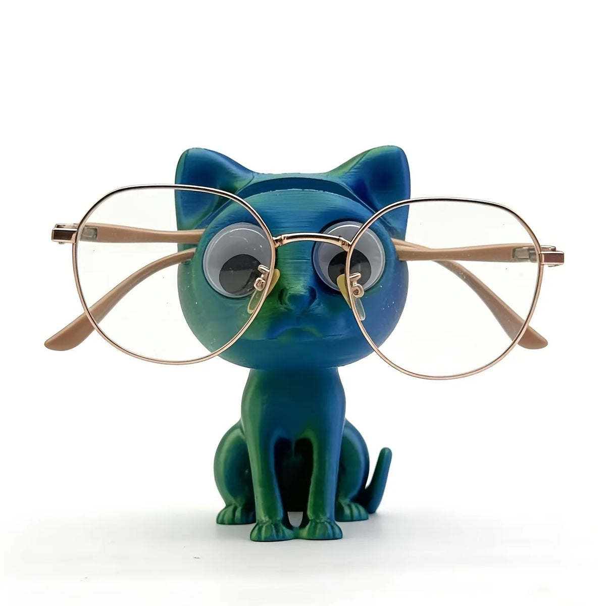 statue chat noir moderne décoration texture lisse opacité 8cm lunettes