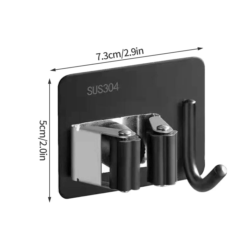 porte balai support mural salle bain argenté adhésif imperméable outils nettoyage moderne organisateur traceless
