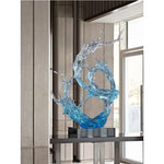 sculpture moderne vague océan transparent bleu clair abstraite décoration intérieure maison salon