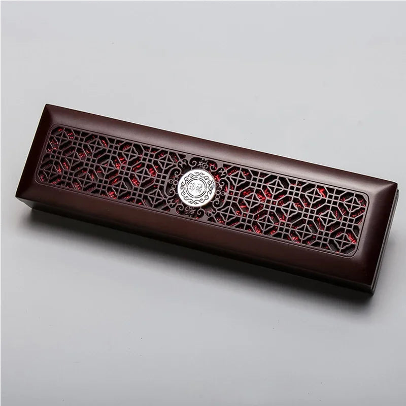 boîtes bois marron foncé boîte bijoux décoration intérieure boutons métalliques ajourés respectueux environnement classique