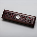 boîtes bois marron foncé boîte bijoux décoration intérieure boutons métalliques ajourés respectueux environnement classique