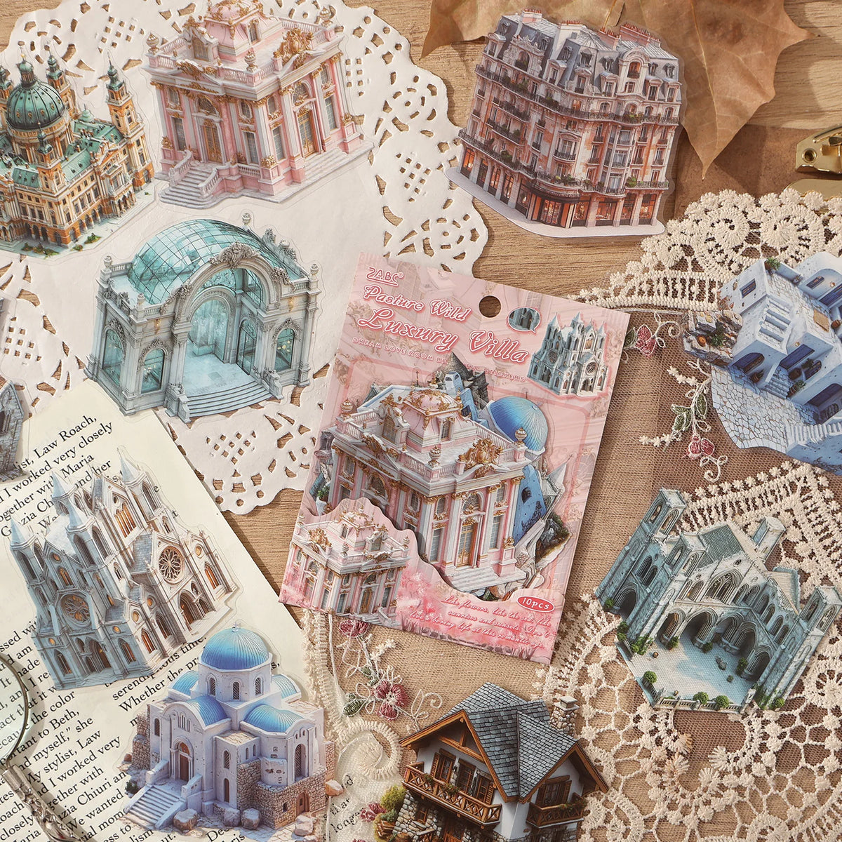 autocollants deco maison miniatures paysages scrapbooking etiquettes journal artisanal details architectural jardins voiles instructions