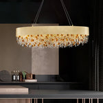 suspension lumineuse moderne doré marron clair translucides brillantes élégante chaînes fixées inclusées