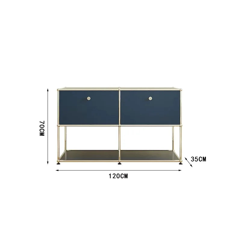 meuble tiroirs bleu marine moderne pieds ronds tiroirs store living room bois métal