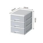 rangement tiroirs multi niveaux couvercle coulissant moderne gris clair blanc matériau métal organisateur