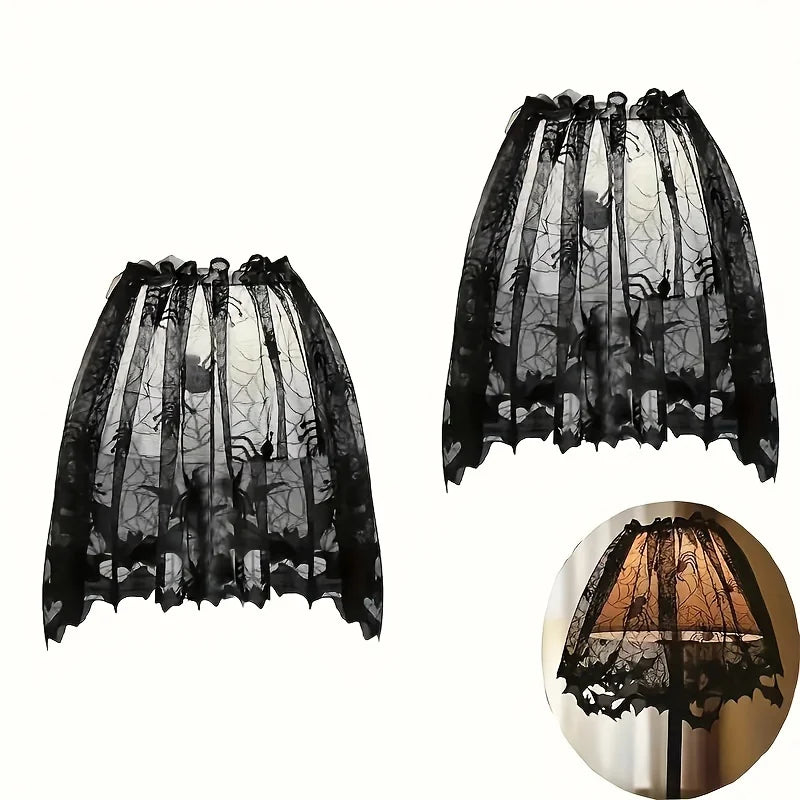 abat jour noir toile araignée motifs halloween translucide dentelle éclairage festif gothique captivant