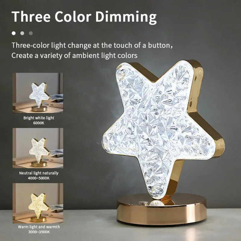 lampe décorative lune forme étoile brillante moderne posée table chambre