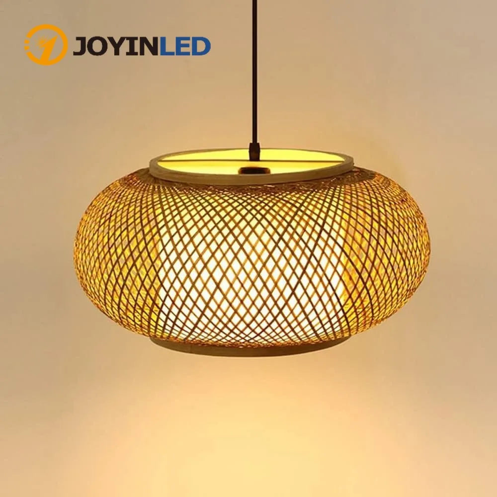 lampe suspendue bambou tissé rotin moderne rustique 40 50 60 80 cm beige clair