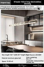 lumière suspendue moderne transparente ampoules led 124cm 165cm 207cm minimaliste