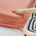 drap plat coton lavé uni moderne lit double grande taille confort doux maison