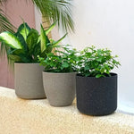 Pots fleurs modernes plastique texturé noir gris opaques XL