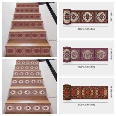 Autocollant escalier tapis persan motif oriental vintage
