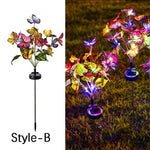 lumière solaire bouquet papillons colorés feuilles vertes moderne violet orange jaune